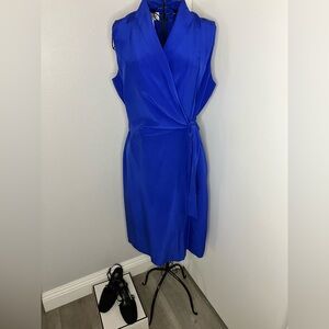 Jones Wear size 14 royal blue midi dress in a wrap-style
